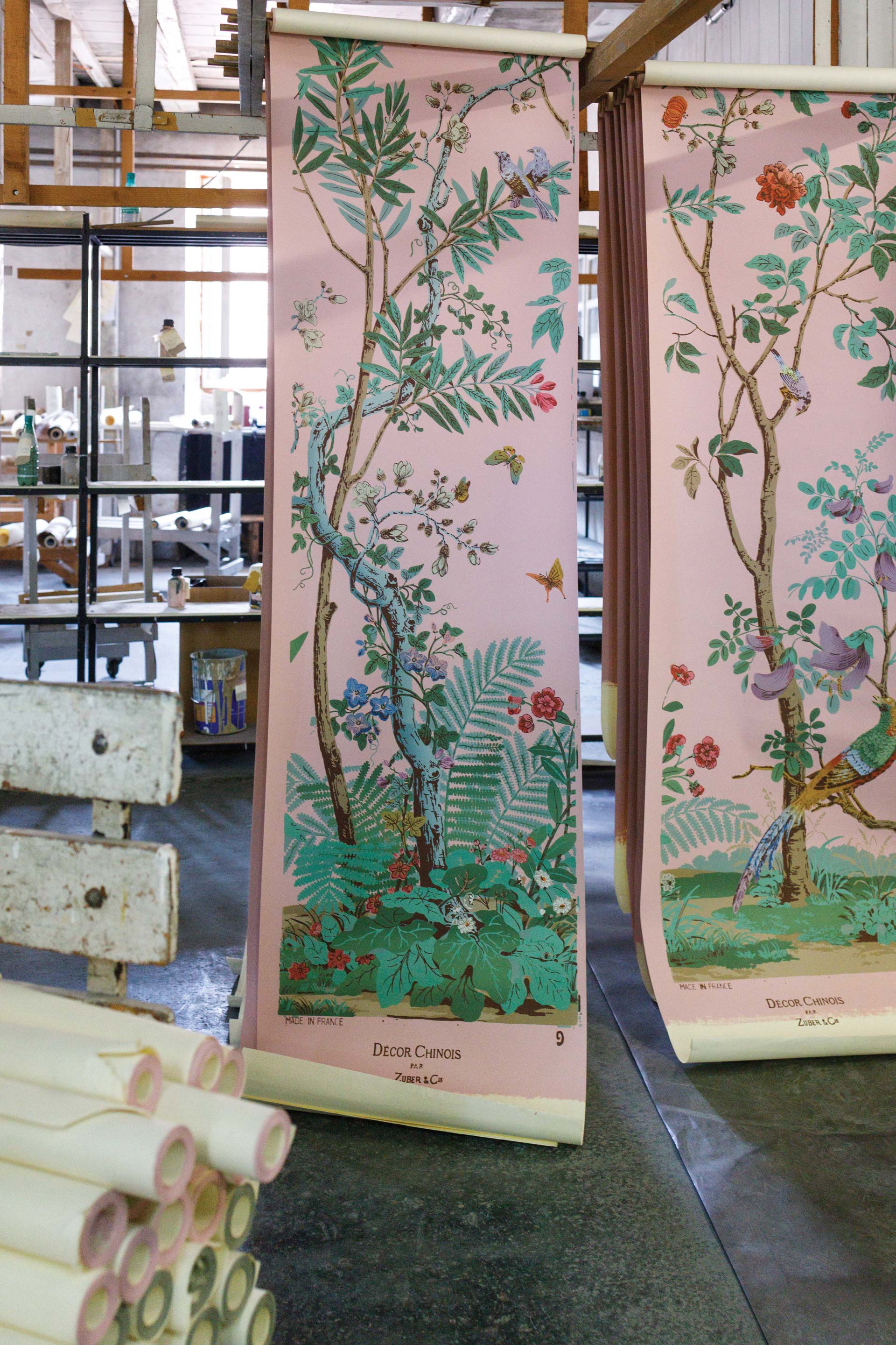 Panels of a panorama: Decor Chinois, a pattern originally created in 1832.